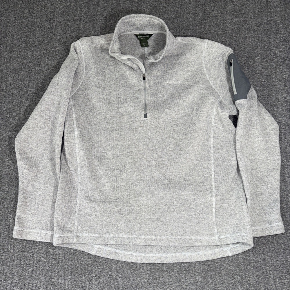 Eddie Bauer Men's Gray Fleece Polyester 1/4 Zip Mock Neck Sweatshirt XL